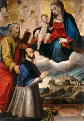 Madonna with Child, Saint, and Prelate